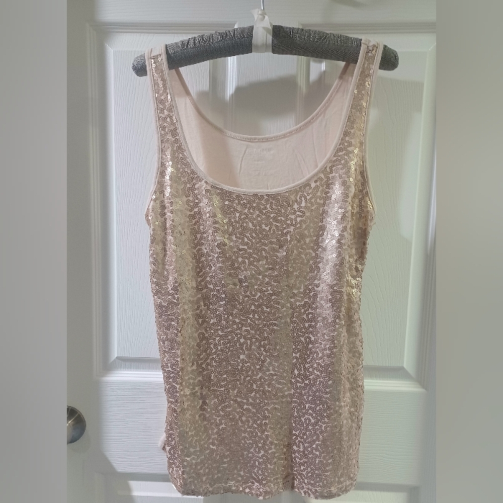 Old Navy Shimmering Gold Rose Sequin Tank Top - Gold
